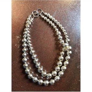 Beaded Silver Necklace Faux Pearl Boutique